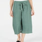 JM Collection Women's Tie Front Textured Capri Pants Green Size Large