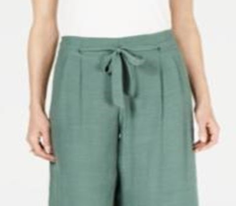 JM Collection Women's Tie Front Textured Capri Pants Green Size Large