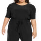 NY Collection Women's Plus Size Tie-Fr Black 1X