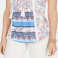Style & Co Women's Printed Tassel Top White Size Petite M