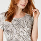 Style & Co Women's Printed Scoop-Neck Top White Size S