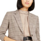 Bar III Women's One Button Plaid Blazer Brown Size 0