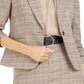 Bar III Women's One Button Plaid Blazer Brown Size 0