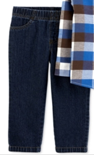 Carter's Baby Boy's 2 Pc Plaid Flannel Shirt & Jeans Set Blue Size 6MOS