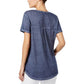 Style & Co Women's Burnout V Neck T-Shirt Blue Size -Petite XL