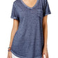 Style & Co Women's Burnout V Neck T-Shirt Blue Size -Petite XL