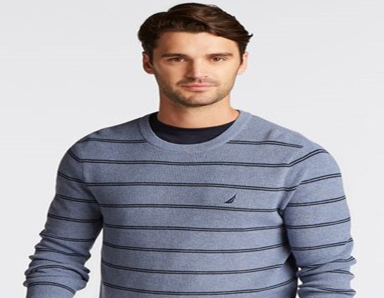 Nautica Men's Navtech Striped Crewneck Sweater Blue Size XXX-Large