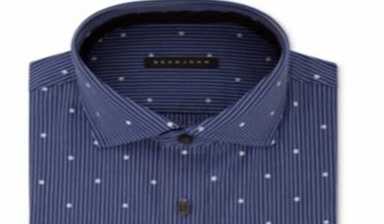Sean John Men's Classic Regular Fit Print Dress Shirt Blue Size L