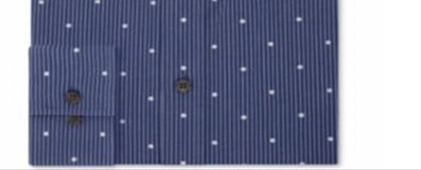 Sean John Men's Classic Regular Fit Print Dress Shirt Blue Size L
