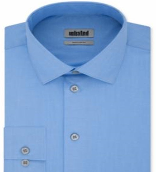 Kenneth Cole Men's Regular Fit Solid Dress Shirt Blue Size XL