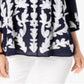 Charter Club Women's Embroidered Gauze Top Blue Size Petite L