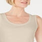 Karen Scott Women's Scoop Neck Cotton Tank Top Brown Size Large