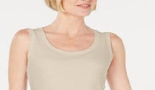 Karen Scott Women's Scoop Neck Cotton Tank Top Brown Size Large