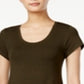 Style & Co Women's Short Sleeve a Line Dress Green Size Petite L