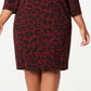 Calvin Klein Women's Animal Print Puff Shoulder Dress Wine Size 14 W