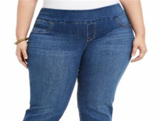 Style & Co Women's Ella Straight Leg Jeans Blue Size 14 W