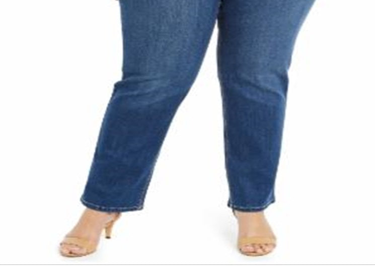 Style & Co Women's Ella Straight Leg Jeans Blue Size 14 W