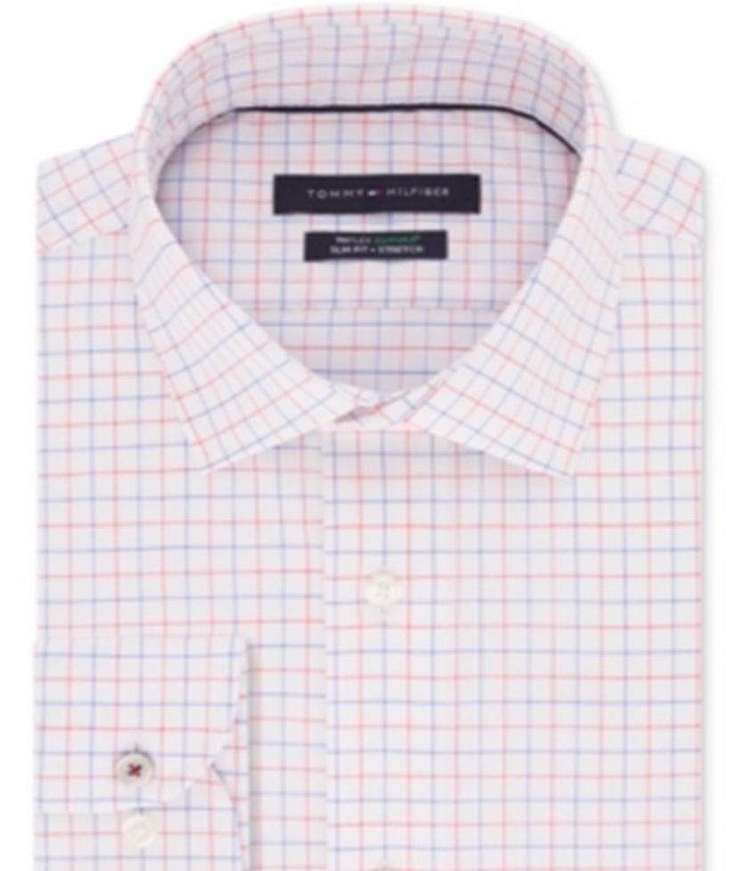 Tommy Hilfiger Men's Slim Fit Professional Dress Shirt Red Size L