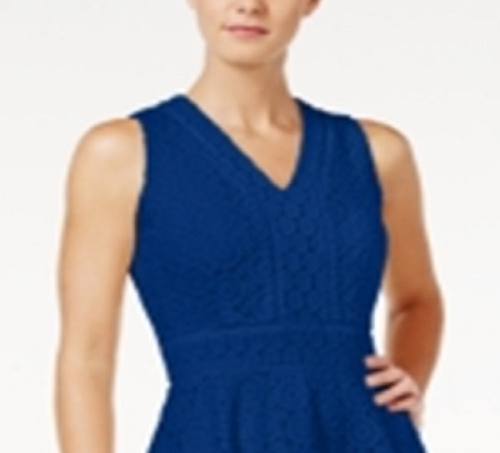 Charter Club Women's Lace Fit & Flare Dress Blue Size Small
