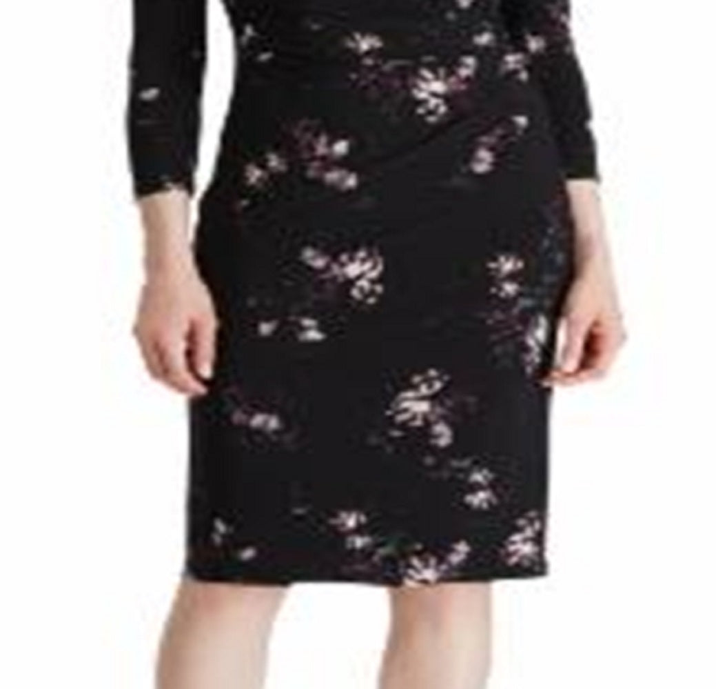 Ralph Lauren Women's Floral Print Jersey Dress Black Size 10 Petite