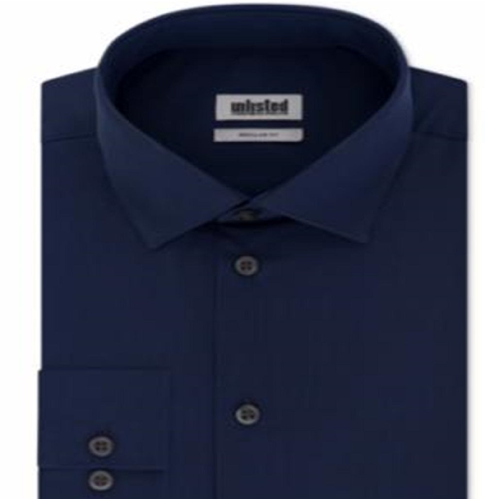Kenneth Cole Men's Regular Fit Solid Dress Shirt Blue Size L