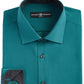 Society Of Threads Men's Slim Fit Solid Dress Shirt Green Size XX-Large