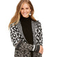 Style & Co Women's Leopard Print Open Front Cardigan Gray Size Petite M