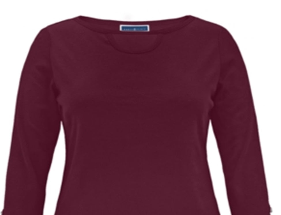 Karen Scott Women's Cotton Cutout Boatneck T-Shirt Red Size X-Large