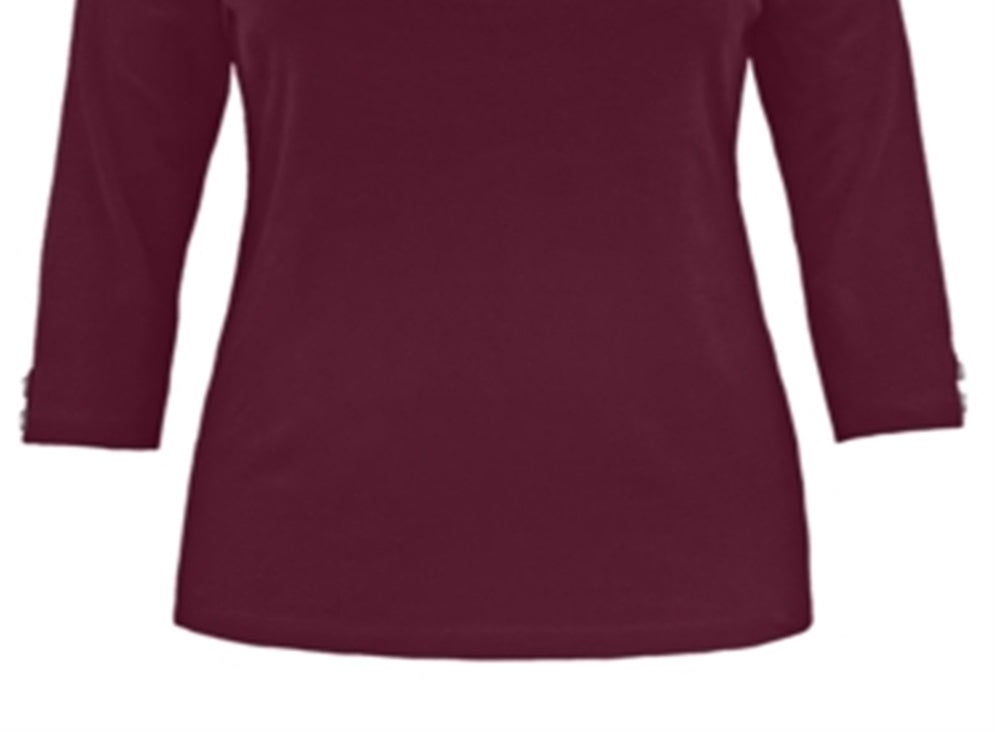 Karen Scott Women's Cotton Cutout Boatneck T-Shirt Red Size X-Large