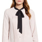 Anne Klein Women's Tie Neck Button Down Blouse Pink Size 12