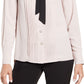 Anne Klein Women's Tie Neck Button Down Blouse Pink Size 12