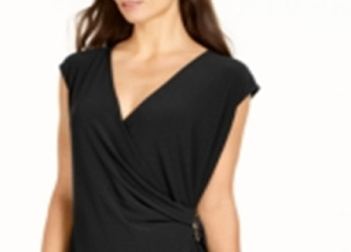 Alfani Women's Hardware Wrap Dress Black Size Large