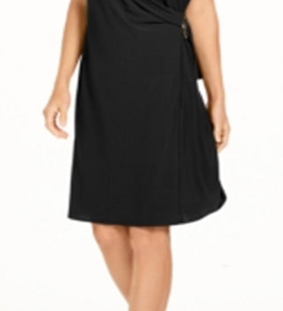 Alfani Women's Hardware Wrap Dress Black Size Large