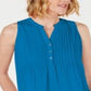 Charter Club Women's Sleeveless Pintuck Blouse Blue Size X-Large