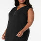 JM Collection Women's Plus Sleeveless Zip Neck Dress Black Size 1X