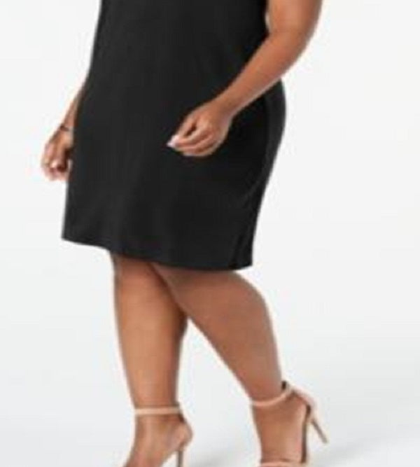 JM Collection Women's Plus Sleeveless Zip Neck Dress Black Size 1X