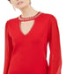 INC International Concepts Women's Studded Keyhole Sweater Red Size Large
