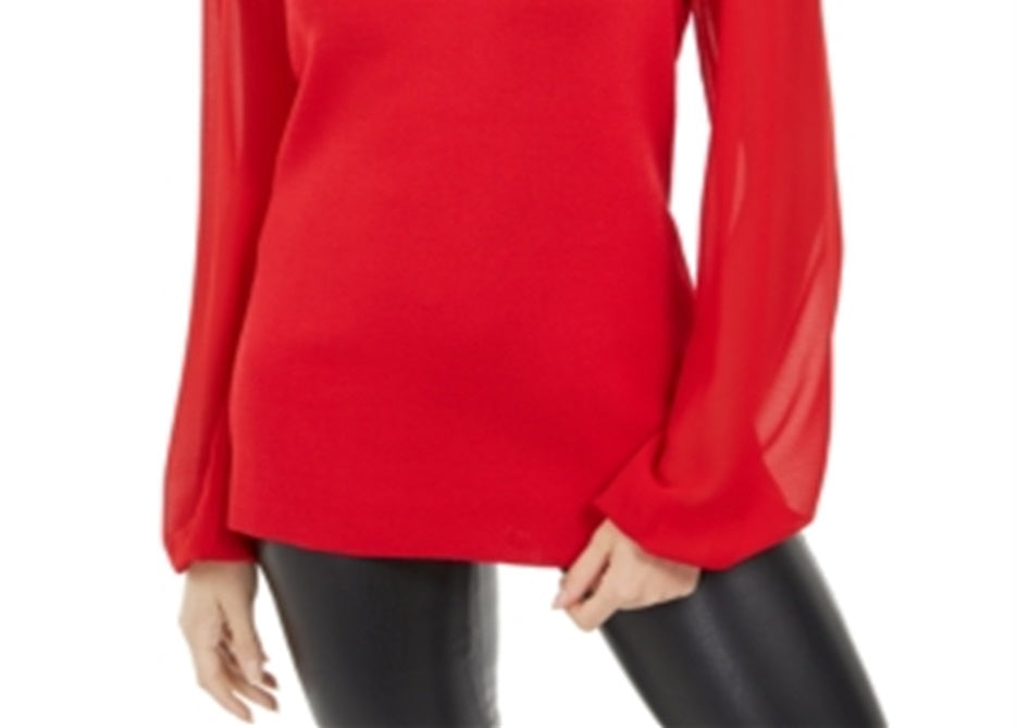 INC International Concepts Women's Studded Keyhole Sweater Red Size Large