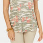 Style & Co Women's Cotton Printed Scoop Neck Top Green Size Small