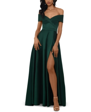XSCAPE Women's Off the Shoulder Evening Dress Green Size 4