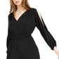 Bar III Women's Slit Sleeve V Back Jumpsuit Black Size Large