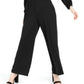 Bar III Women's Slit Sleeve V Back Jumpsuit Black Size Large