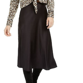 Bar III Women's Satin MIDI Skirt Black Size Small