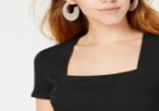 Bar III Women's Square Neck Bodysuit Black Size XX-Large