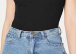 Bar III Women's Square Neck Bodysuit Black Size XX-Large