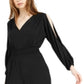 Bar III Women's Slit Sleeve V Back Jumpsuit Black Size Medium