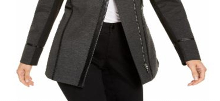 INC International Concepts Women's Faux Leather Motorcycle Jacket Gray Size Medium