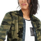 Bar III Women's Camouflage Bomber Jacket Green Size Medium