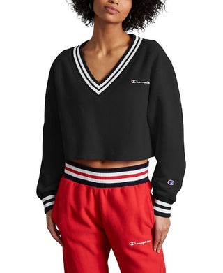Champion Women's Reverse Weave Cropped Sweatshirt Black Size X-Large
