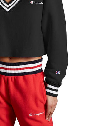 Champion Women's Reverse Weave Cropped Sweatshirt Black Size X-Large